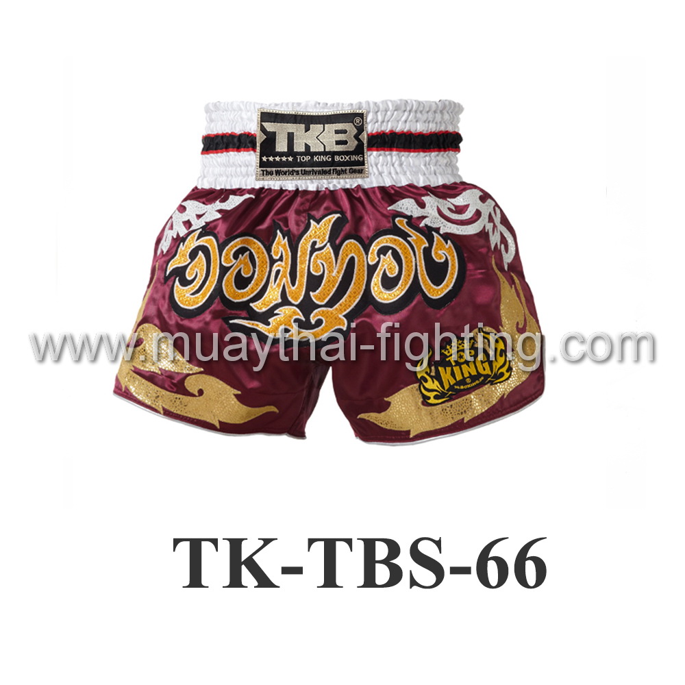 Top King Muay Thai Shorts Red Jom Thong TK-TBS-66